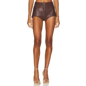 Lamarque Annaise Hot Shorts Lamb Leather High Waisted Sexy Edgy Classy Brown XS